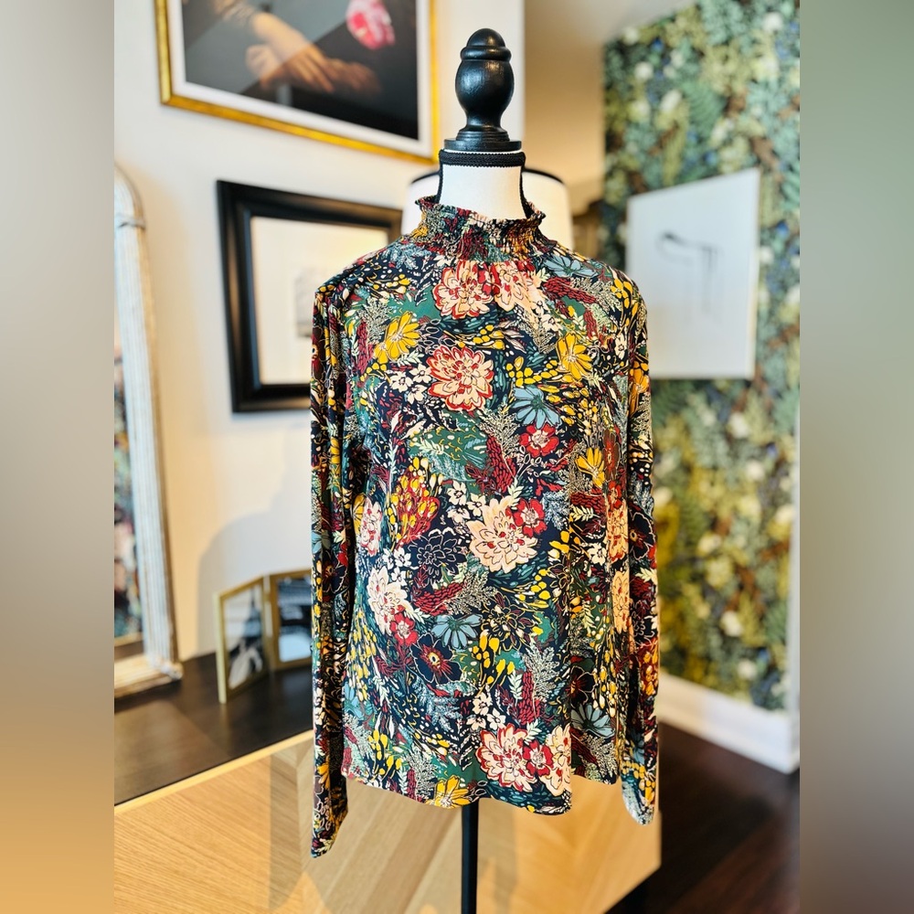 🆕 RACHEL ZOE Floral Mock Neck Top size L - Picture 5 of 10